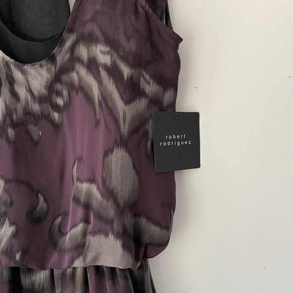 Robert Rodriguez Scoop Neck Silk Shift Dress Multi Color Graphic Print Lace Trim - Picture 3 of 15